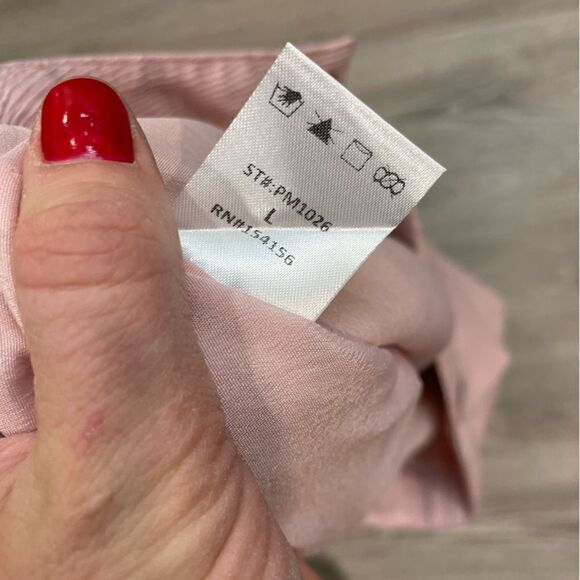 All: Row Pastel Pink Bermuda Shorts Ribbed Print Wide Leg High Waist - Picture 8 of 8